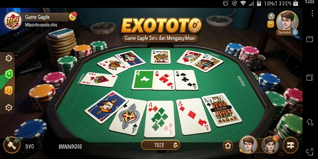 Tampilan gameplay seru dari EXOTOTO, game Gaple yang menantang.