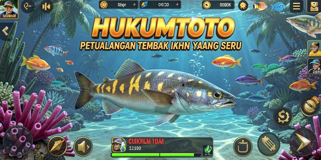 Tampilan gameplay HUKUMTOTO yang mengesankan saat menembak ikan.