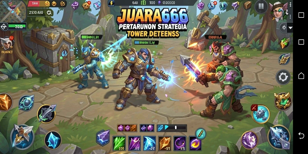 Screenshot yang menampilkan gameplay menegangkan Tower Defense.