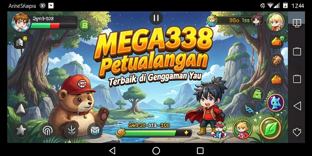 Screenshot MEGA338 menampilkan pertarungan seru dengan karakter anime.