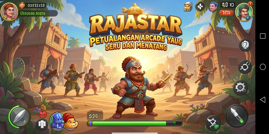 Screenshot menampilkan gameplay seru RAJASTAR di level yang menantang.