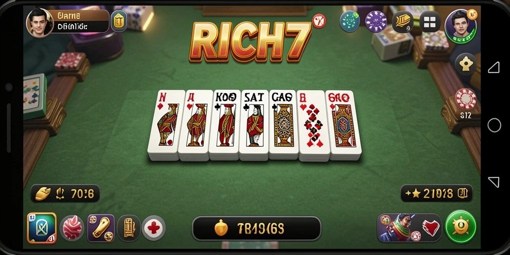 Screenshot gameplay RICH7 yang menampilkan aksi seru permainan Domino.